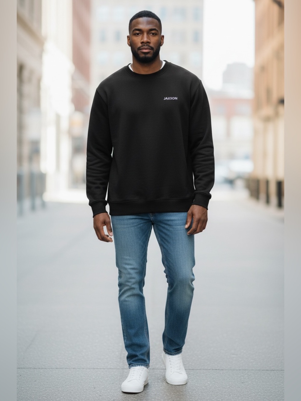 JAXXON Men's Black Crewneck Sweatshirt